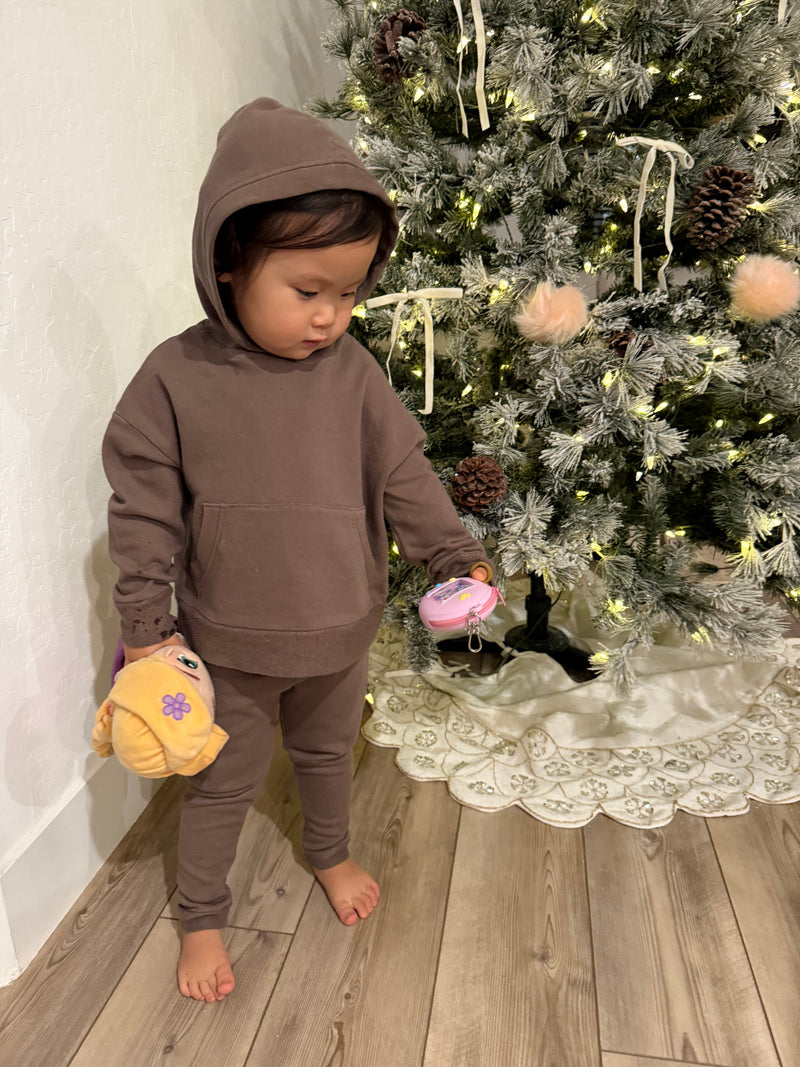 TODDLER WALKER HOODIE FRENCH TERRY SET (COCOA)