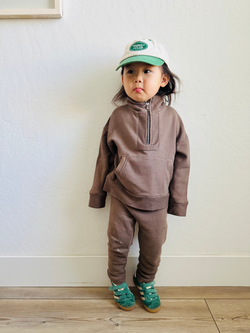 TODDLER EMELIE HALF ZIP FRENCH TERRY SET (HOT COCOA)