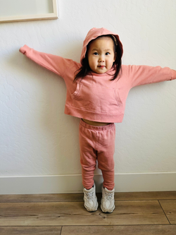 TODDLER WALKER HOODIE FRENCH TERRY SET (DUSTY ROSE)