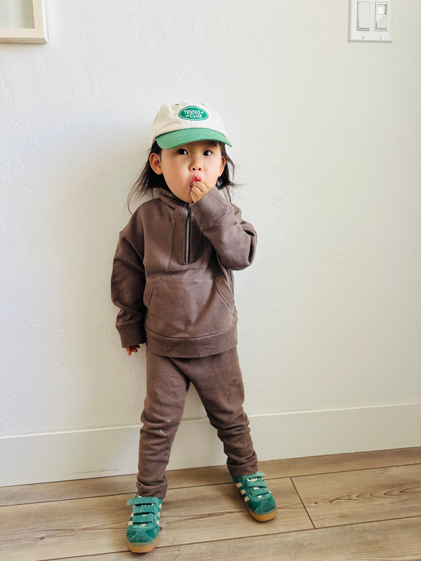 TODDLER EMELIE HALF ZIP FRENCH TERRY SET (HOT COCOA)