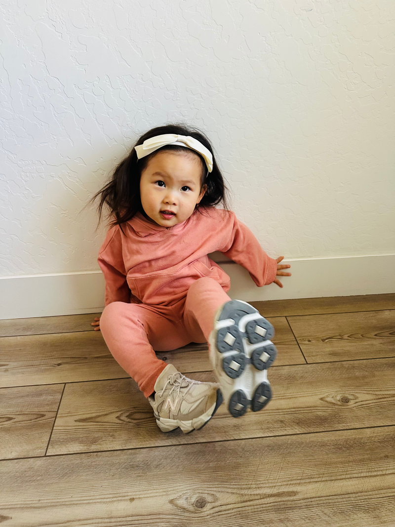 TODDLER WALKER HOODIE FRENCH TERRY SET (DUSTY ROSE)