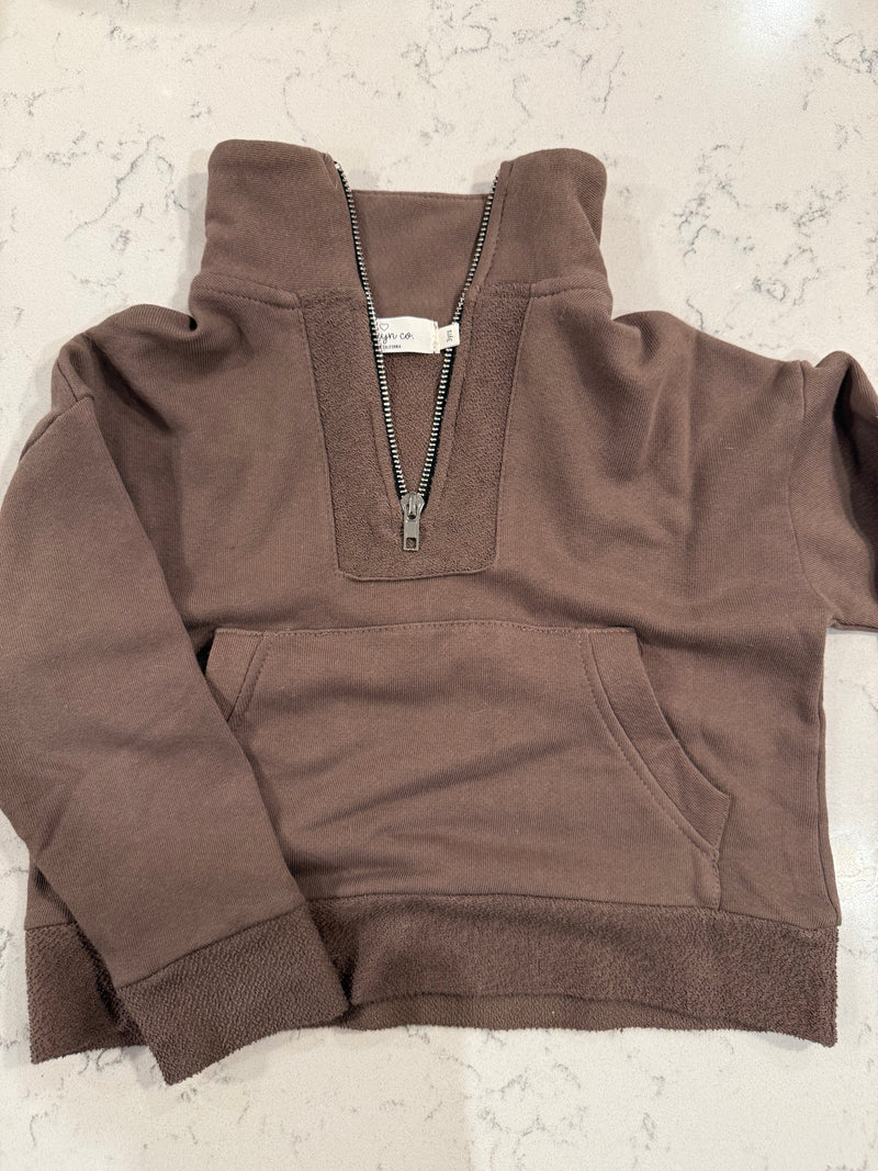 TODDLER EMELIE HALF ZIP FRENCH TERRY SET (HOT COCOA)