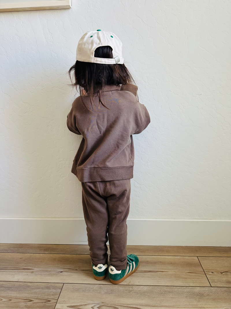 TODDLER EMELIE HALF ZIP FRENCH TERRY SET (HOT COCOA)