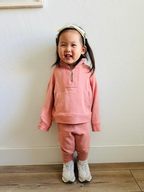 TODDLER EMELIE HALF ZIP FRENCH TERRY SET (DUSTY ROSE)