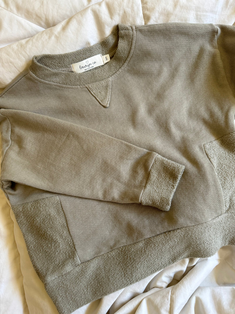 TODDLER FRENCH TERRY CREWNECK SET (ASH OLIVE)