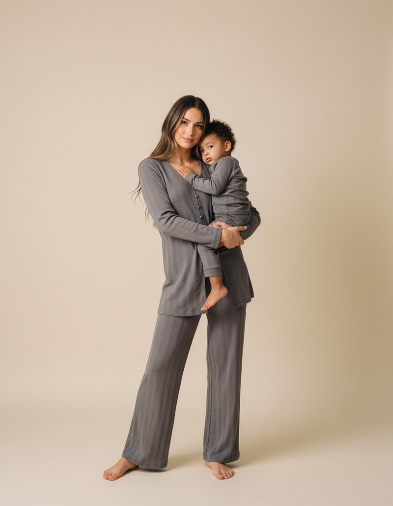 MAMA POINTELLE CARDIGAN + LONG PANTS (ELEPHANT)