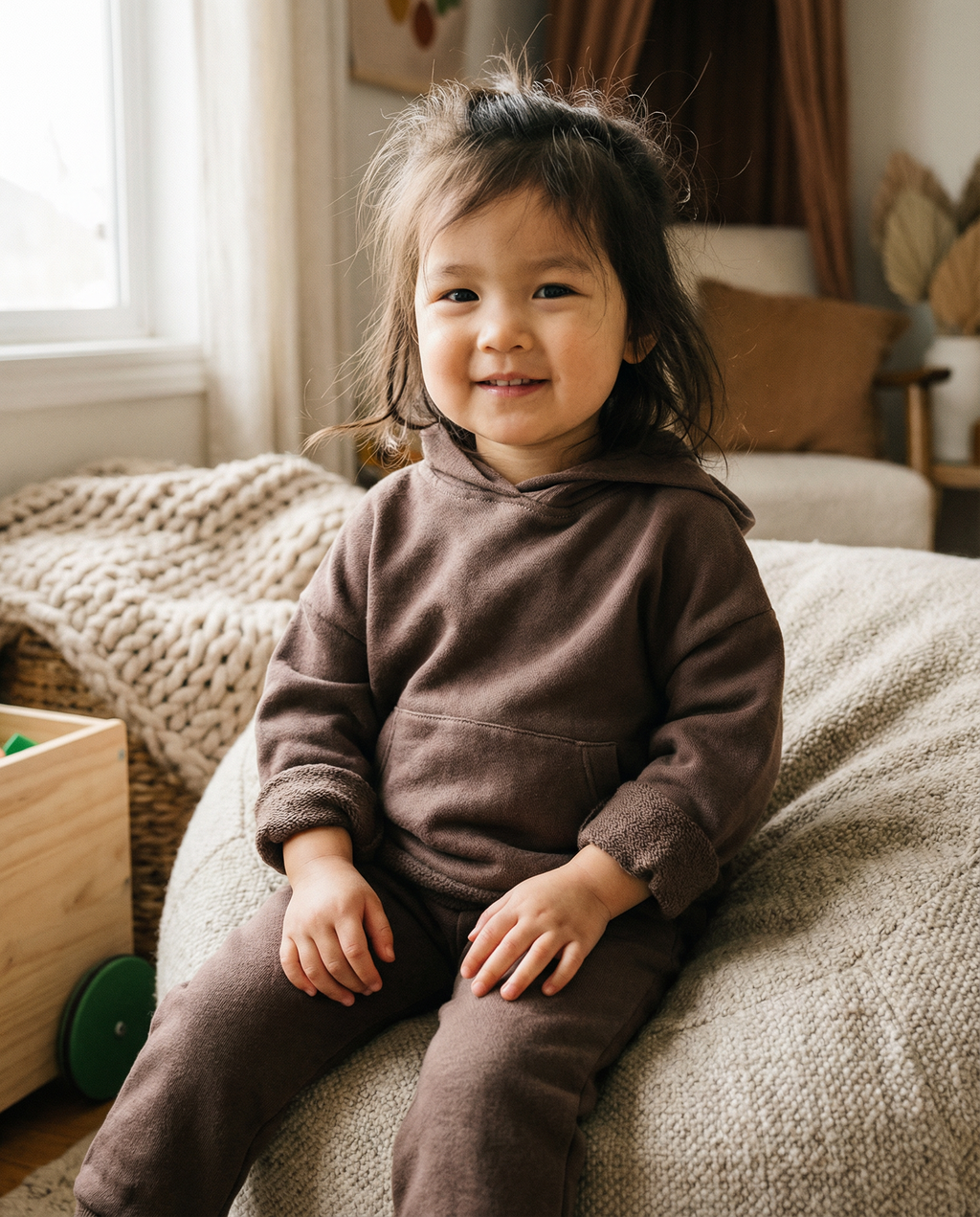 TODDLER WALKER HOODIE FRENCH TERRY SET (COCOA)