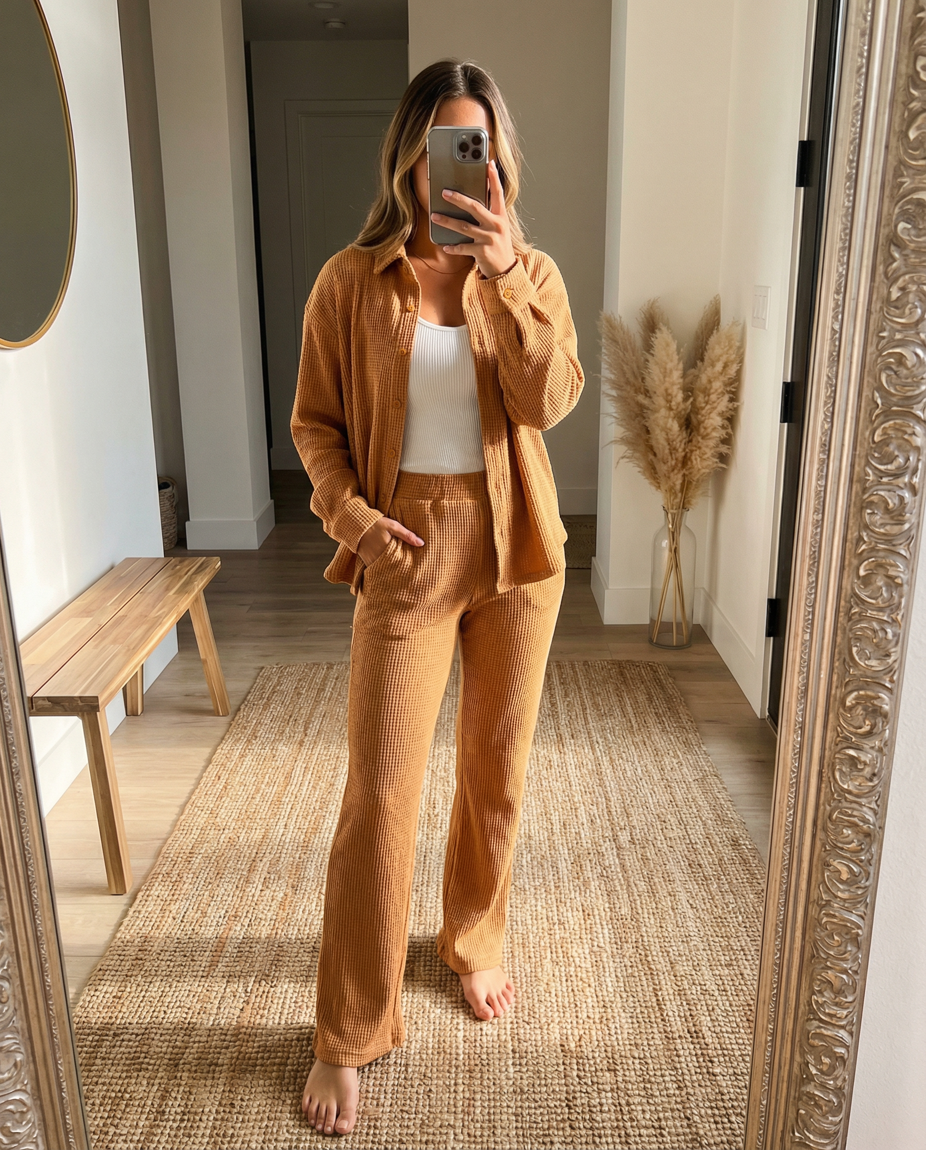 MAMA SHACKET + PANTS SET (PUMPKIN SPICE)