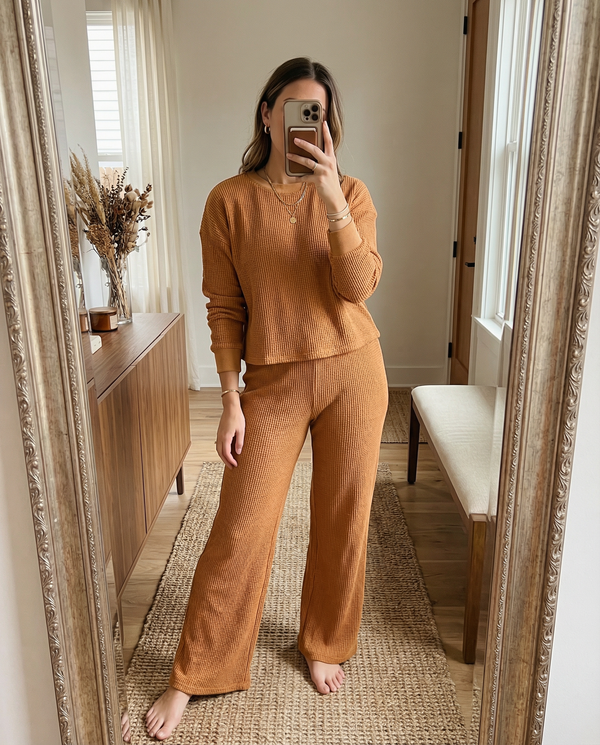 MAMA LONG SLEEVE TOP + PANTS SET (PUMPKIN SPICE)