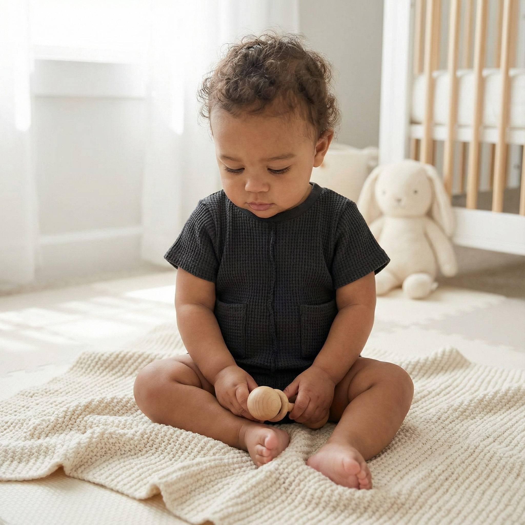 BABY SHORT SLEEVE ROMPER (FOG)