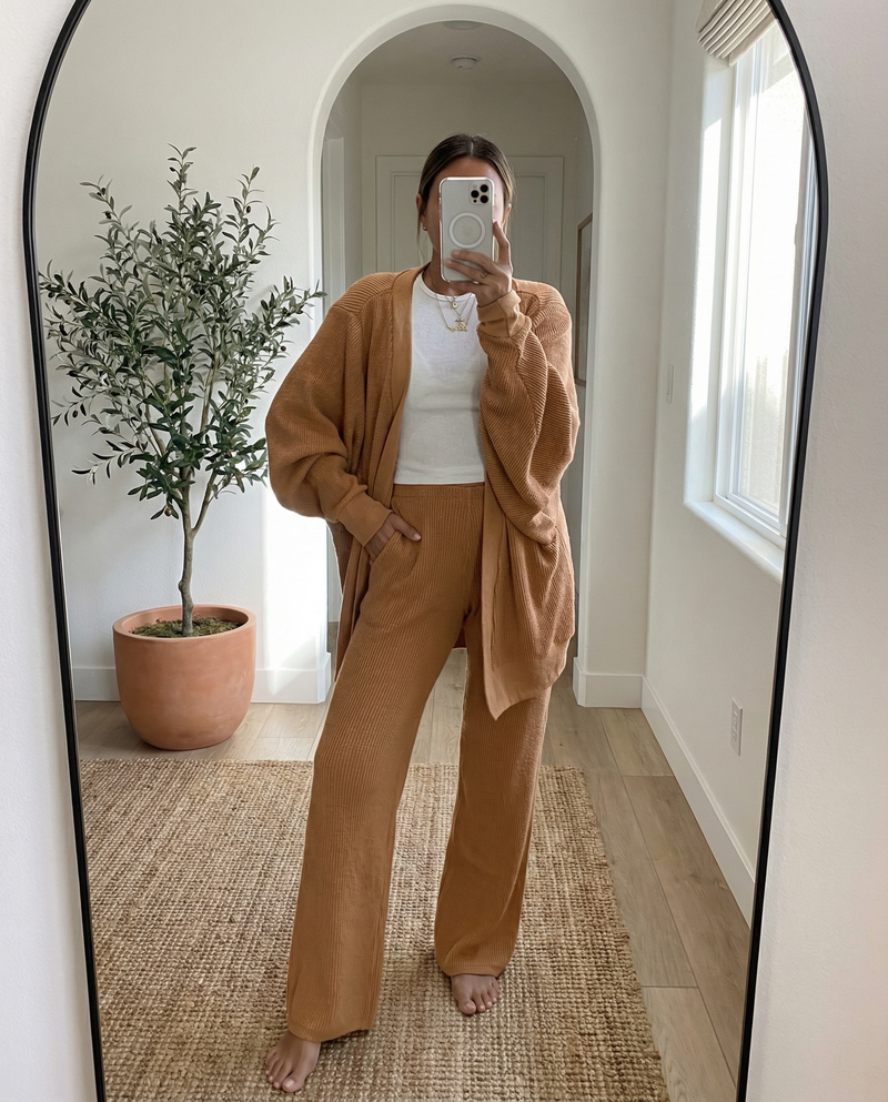 MAMA CARDIGAN + PANTS SET (PUMPKIN SPICE)