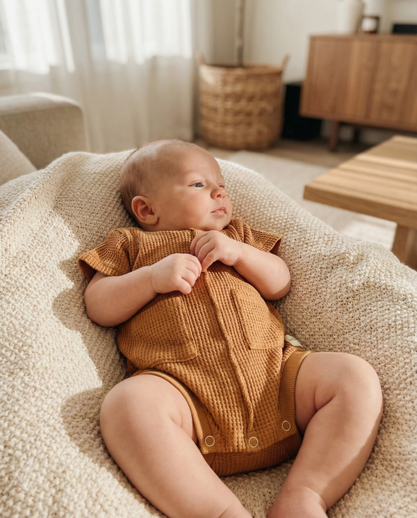 BABY SHORT SLEEVE ROMPER (PUMPKIN SPICE)