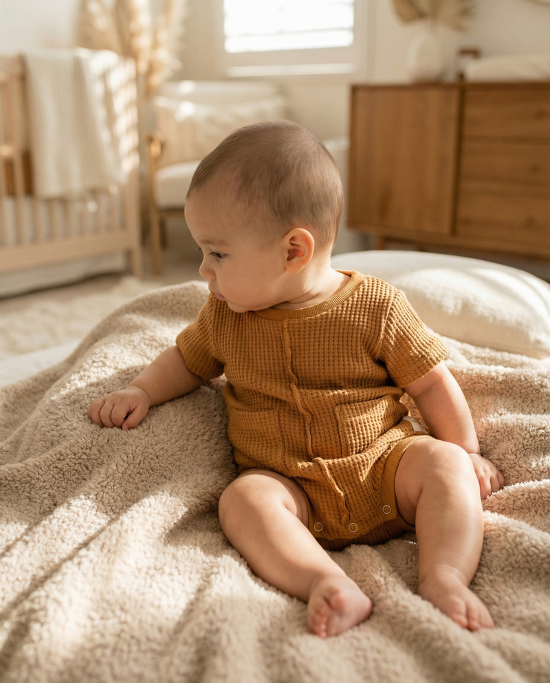 BABY SHORT SLEEVE ROMPER (PUMPKIN SPICE)