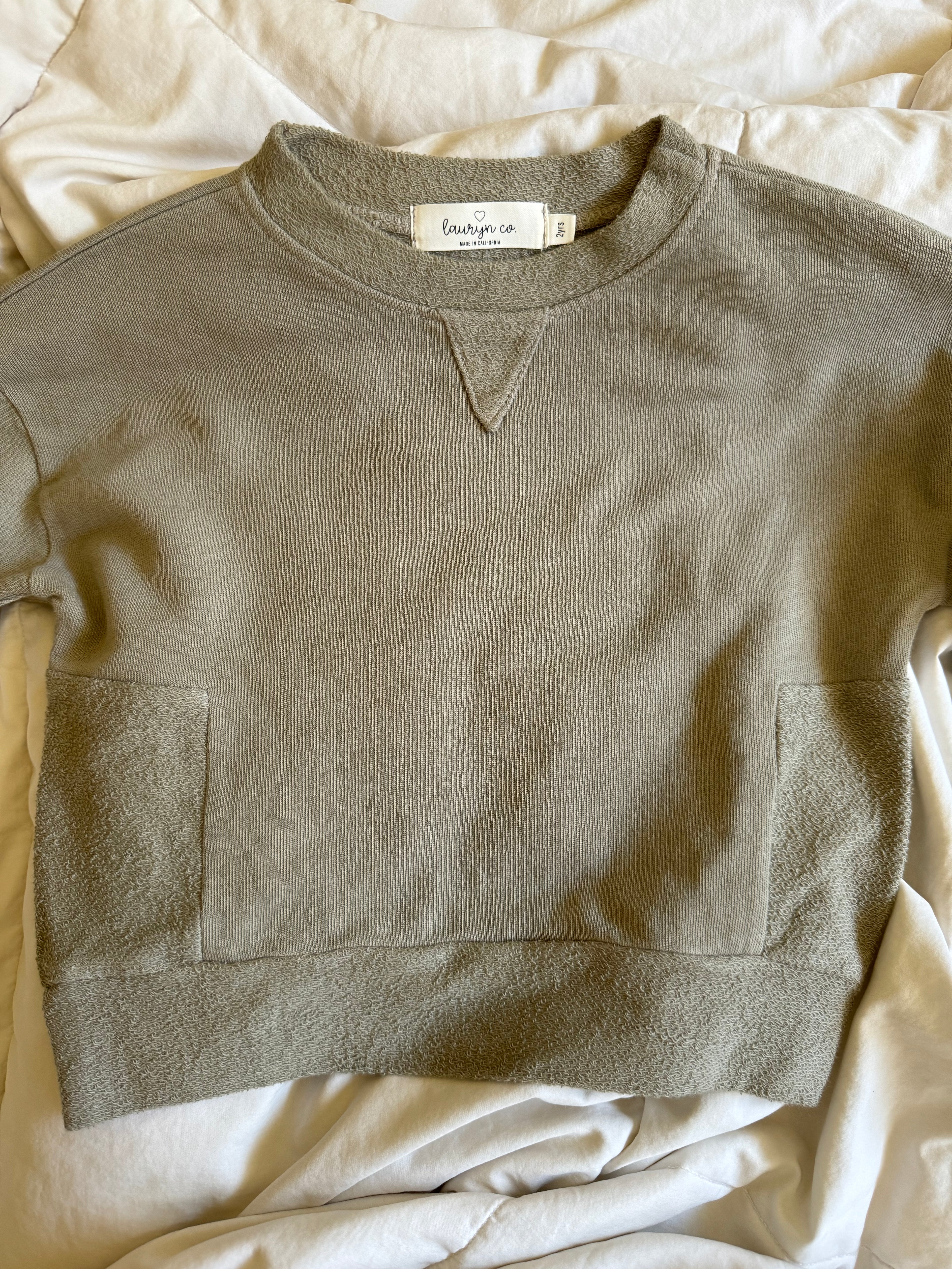TODDLER FRENCH TERRY CREWNECK SET (ASH OLIVE)