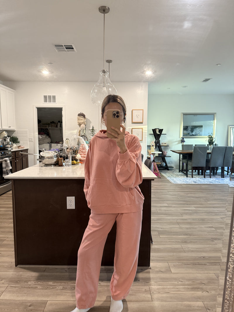 MAMA WALKER FRENCH TERRY HOODIE PANTS SET (DUSTY ROSE)