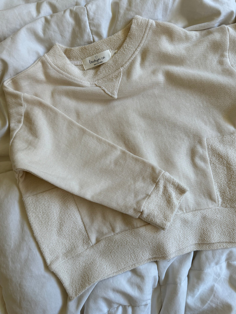 TODDLER FRENCH TERRY CREWNECK SET (CREAM)