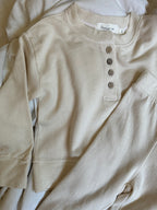 TODDLER FRENCH TERRY HENLEY SET (CREAM)