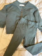 TODDLER FRENCH TERRY HENLEY SET (SLATE)