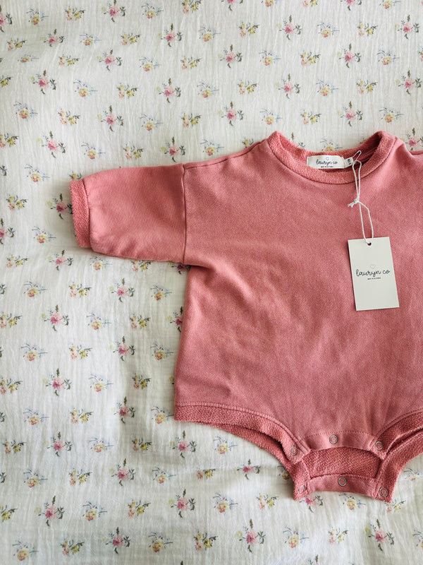 BABY FRENCH TERRY ROMPER (DUSTY ROSE)