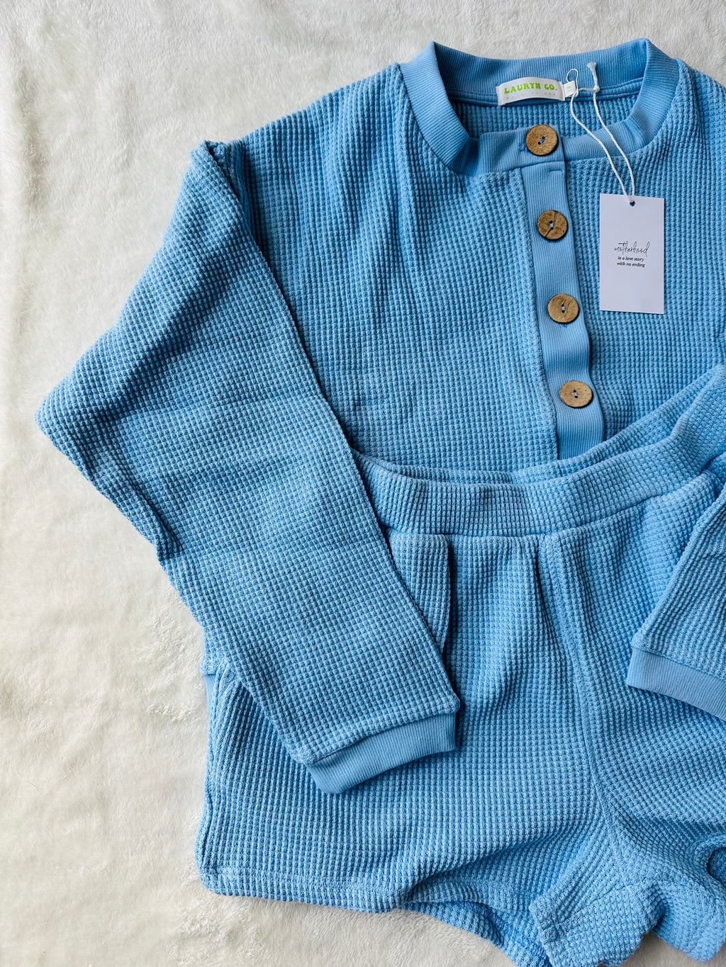 MAMA IVY WAFFLE TOP + SHORTS SET (SKY BLUE)
