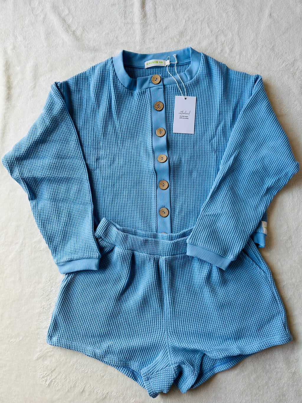 MAMA IVY WAFFLE TOP + SHORTS SET (SKY BLUE)
