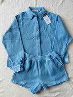 MAMA SHACKET WAFFLE TOP + SHORTS SET (SKY BLUE)