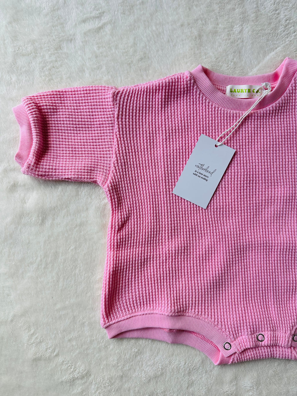 BABY LOLO WAFFLE ROMPER (BARBIE PINK)