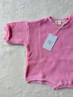 BABY LOLO WAFFLE ROMPER (BARBIE PINK)