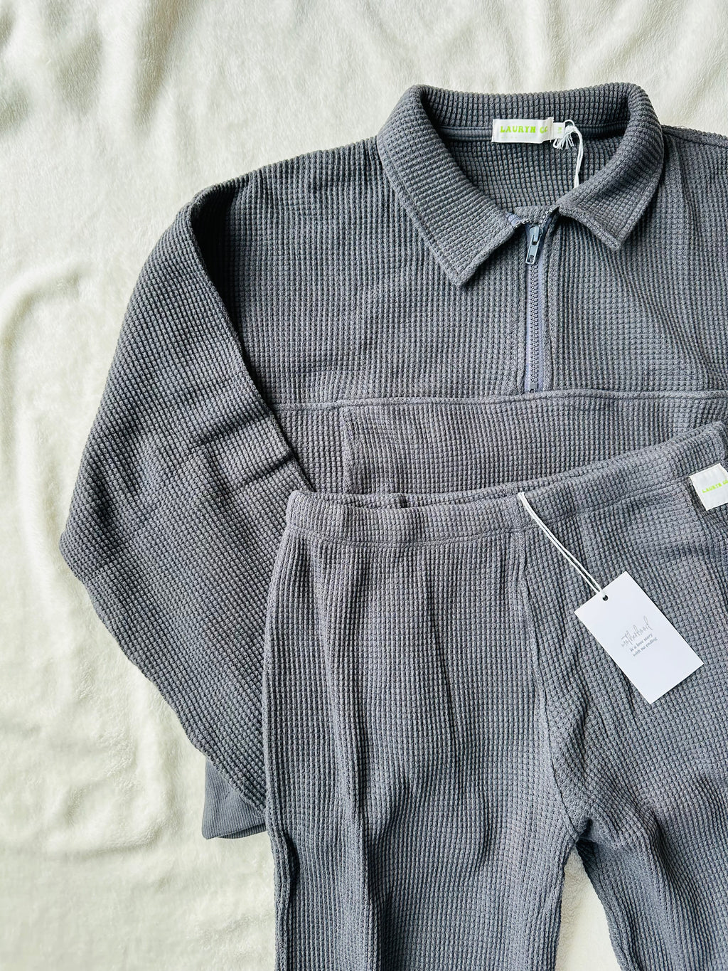 MAMA HALF ZIP SWEATER + PANTS SET (FOG)