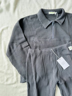 MAMA HALF ZIP SWEATER + PANTS SET (FOG)