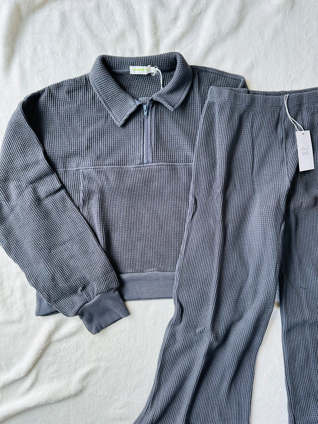 MAMA HALF ZIP SWEATER + PANTS SET (FOG)