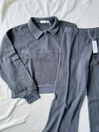 MAMA HALF ZIP SWEATER + PANTS SET (FOG)