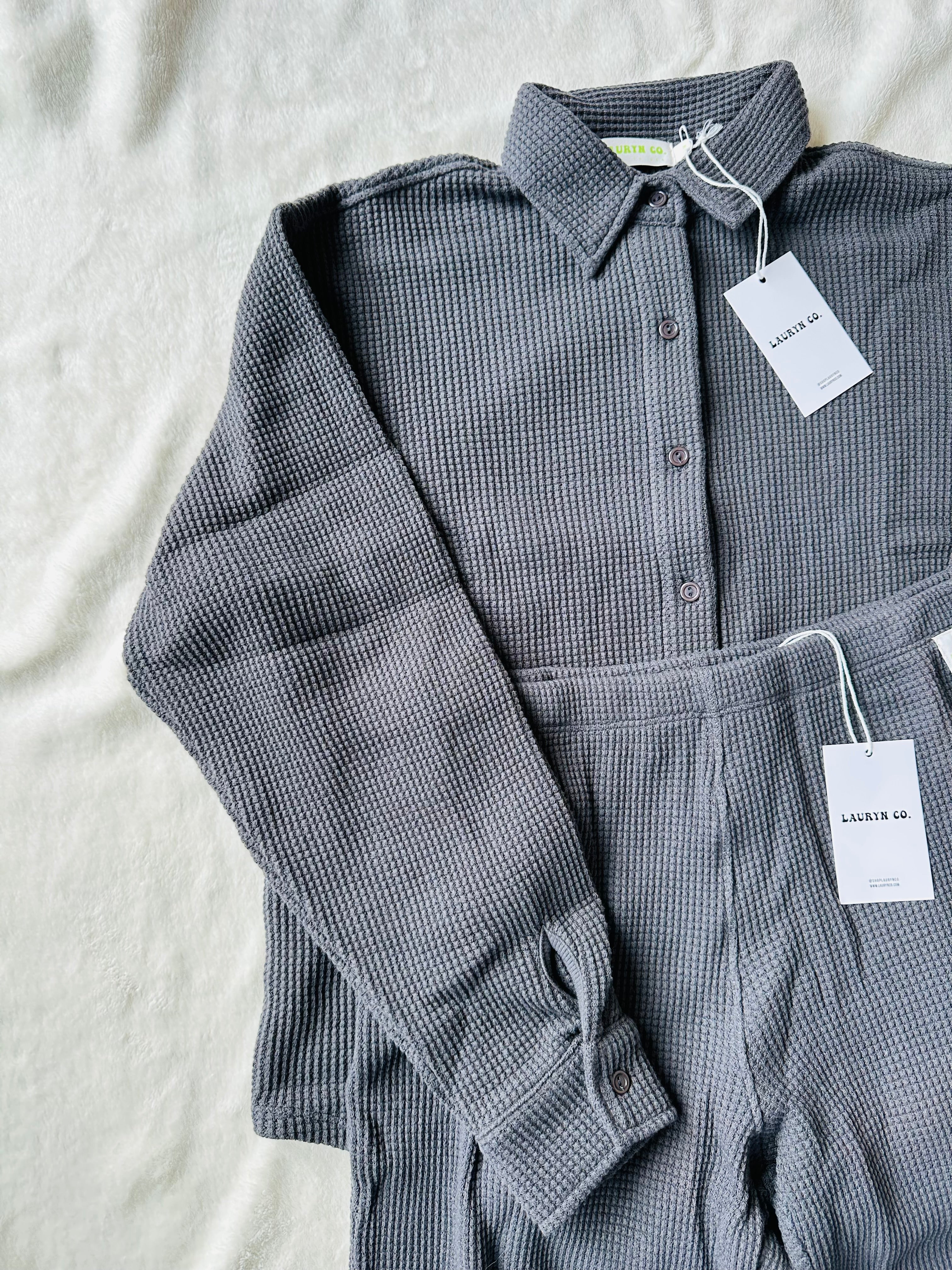 MAMA SHACKET + PANTS SET (FOG)