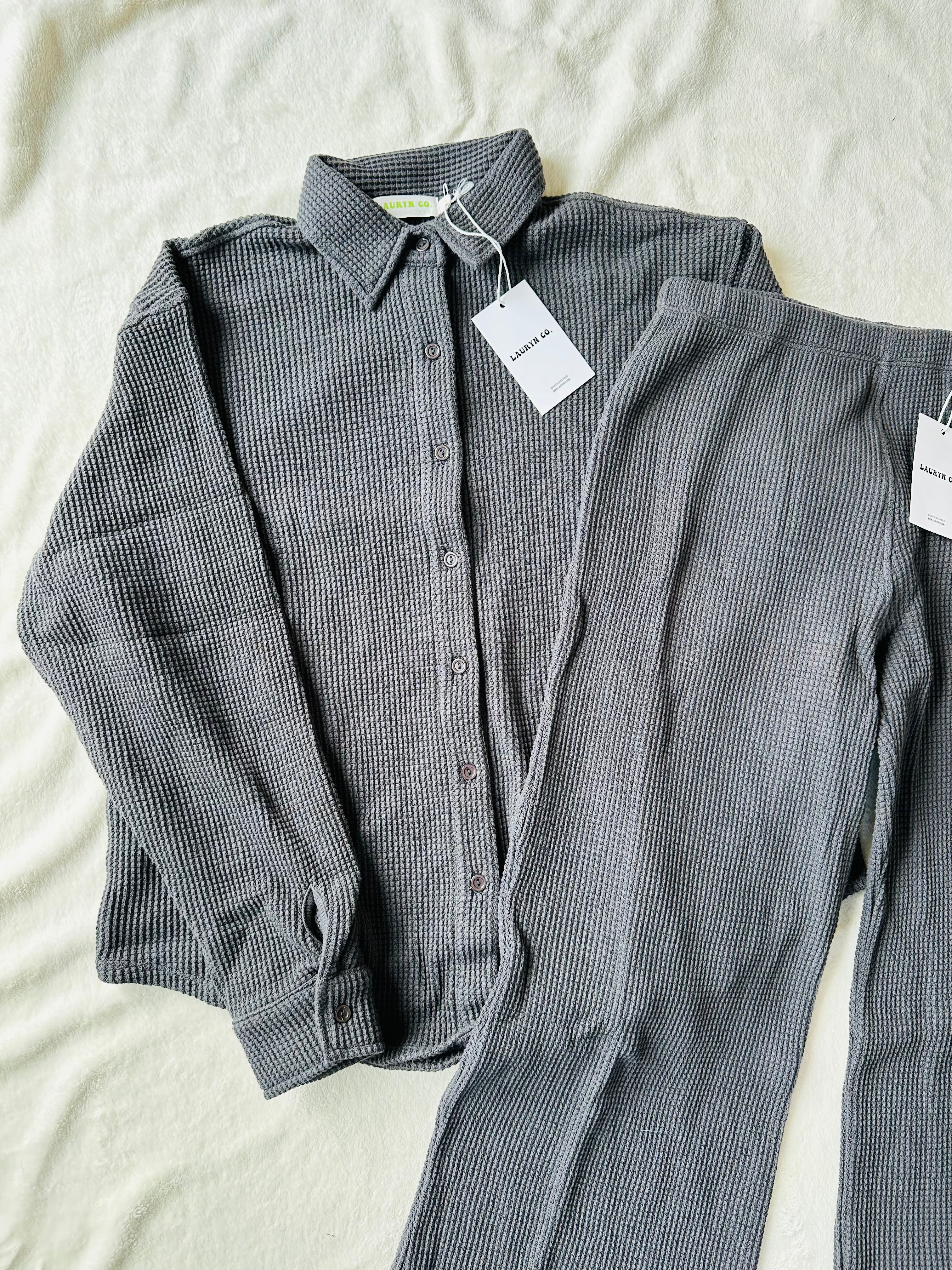 MAMA SHACKET + PANTS SET (FOG)