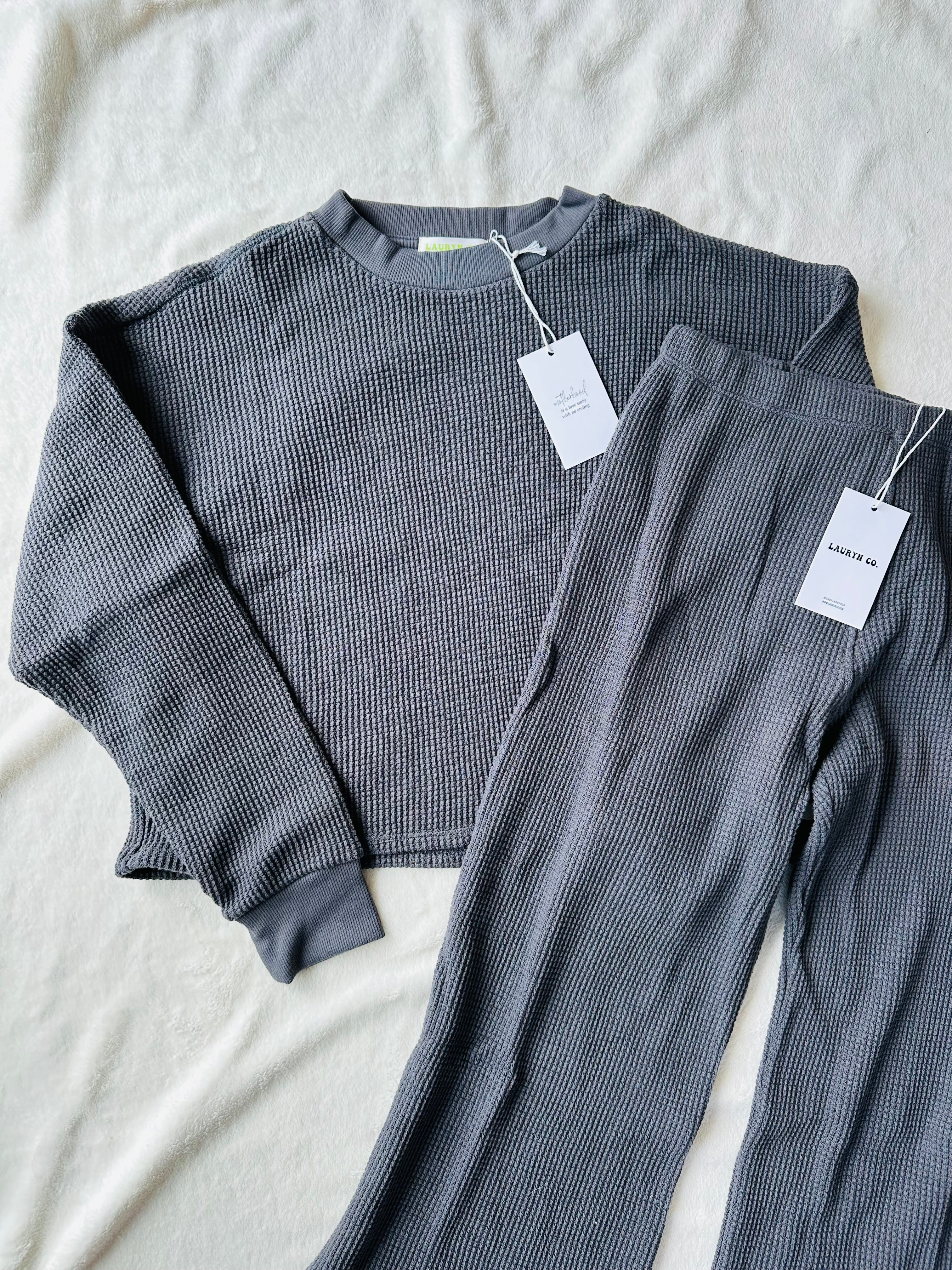 MAMA LONG SLEEVE TOP + PANTS SET (FOG)
