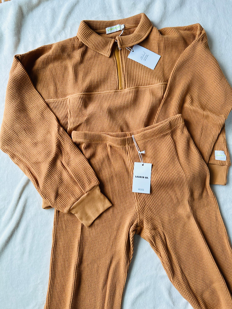 MAMA HALF ZIP SWEATER + PANTS SET (PUMPKIN SPICE)