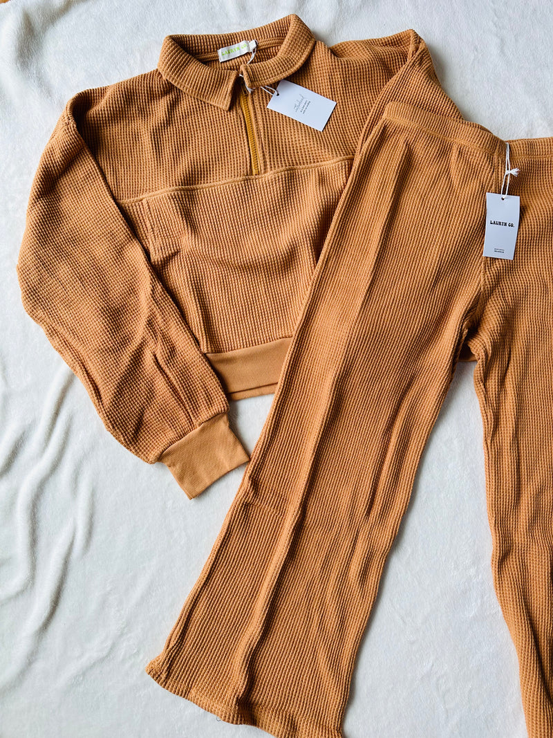 MAMA HALF ZIP SWEATER + PANTS SET (PUMPKIN SPICE)