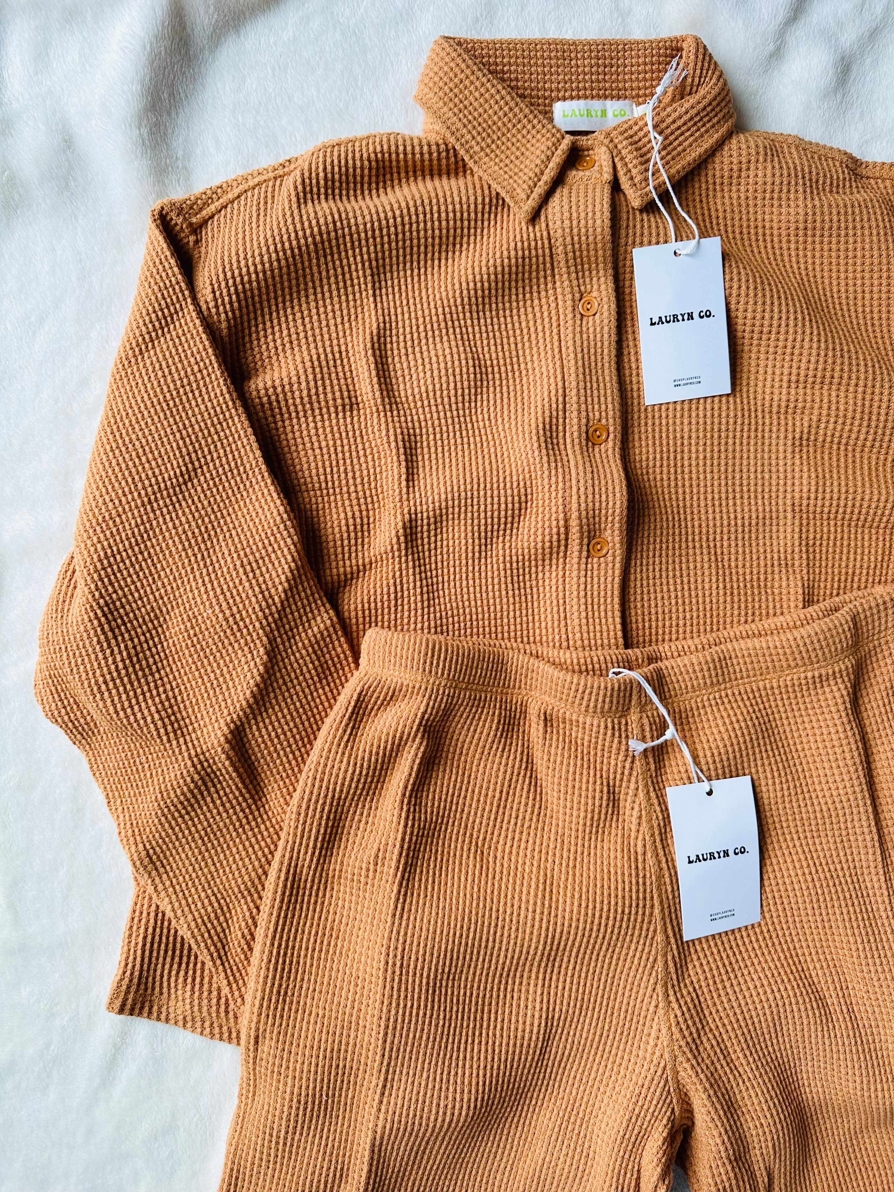 MAMA SHACKET + PANTS SET (PUMPKIN SPICE)