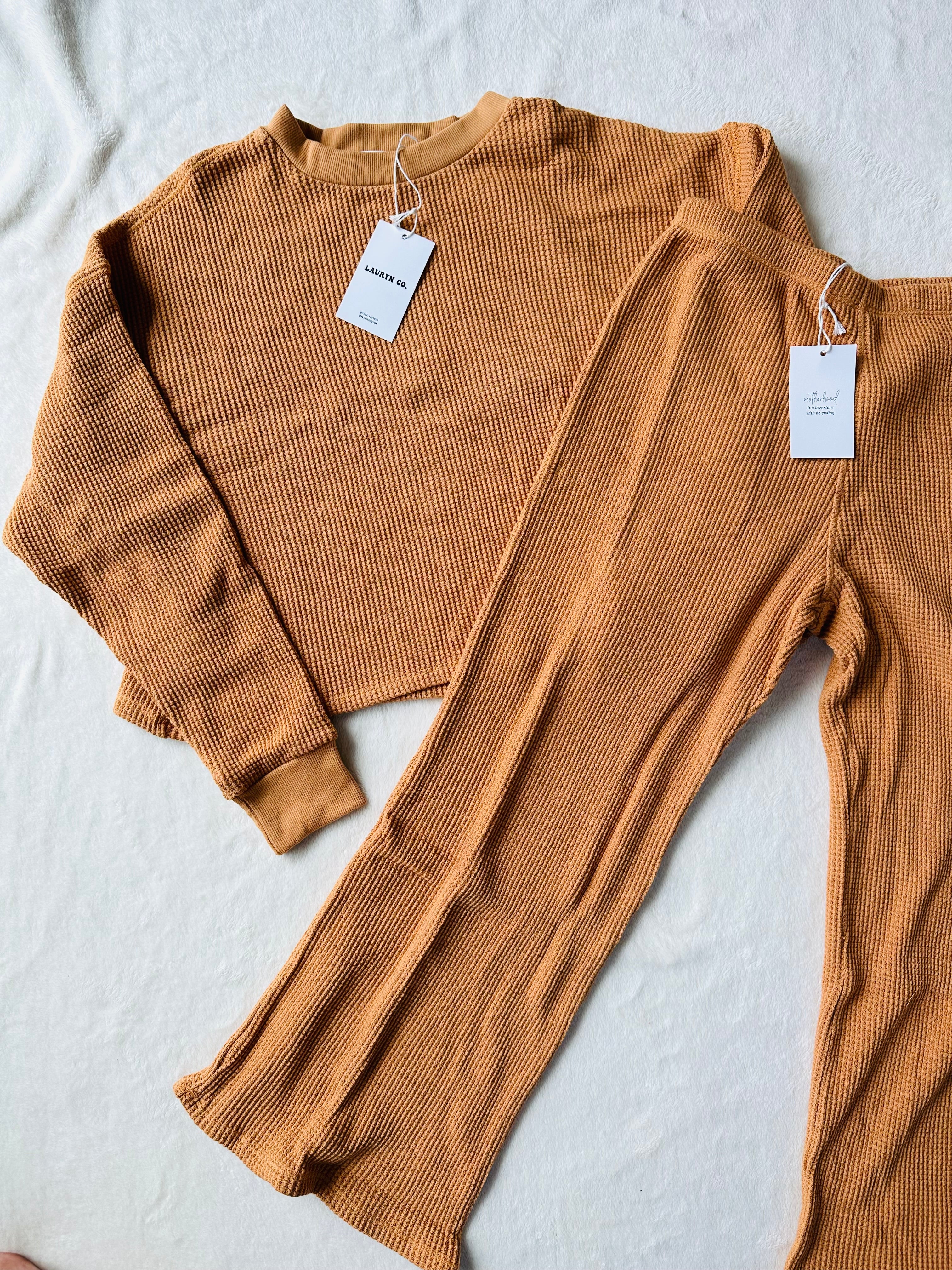 MAMA LONG SLEEVE TOP + PANTS SET (PUMPKIN SPICE)