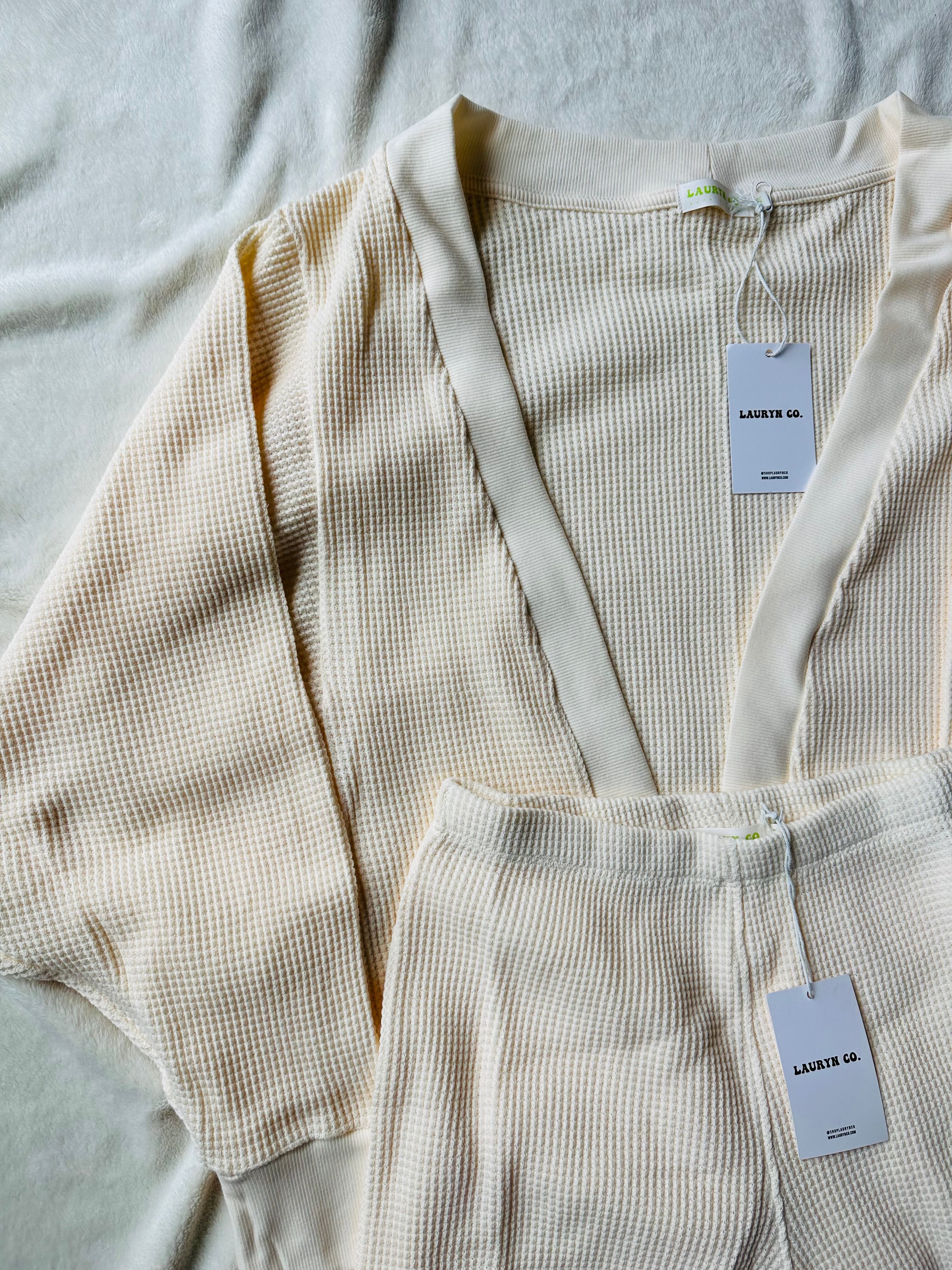 MAMA CARDIGAN + PANTS SET (BUTTERCREAM)