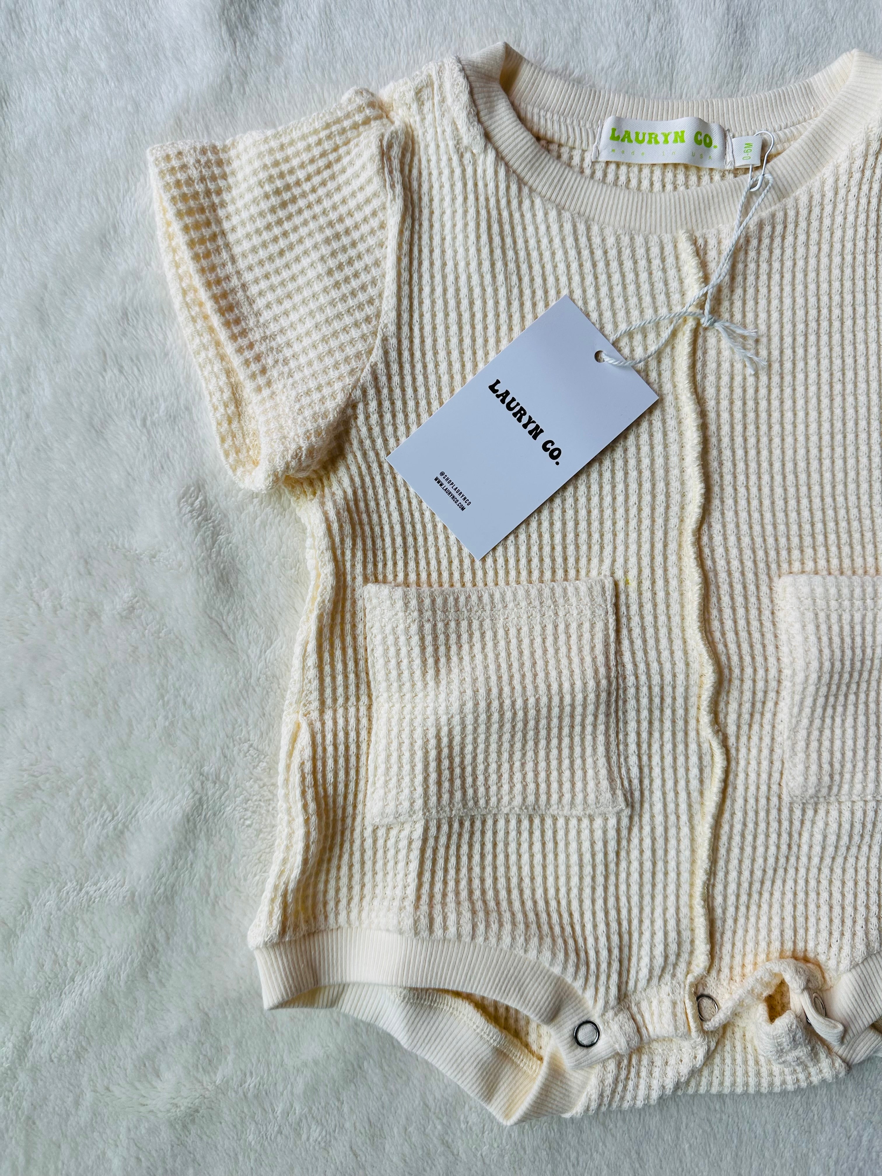 BABY SHORT SLEEVE ROMPER (BUTTERCREAM)