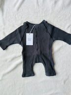 BABY BUTTON DOWN ONESIE (FOG)