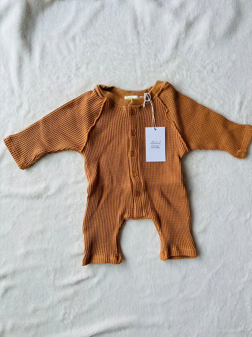 BABY BUTTON DOWN ONESIE (PUMPKIN SPICE)