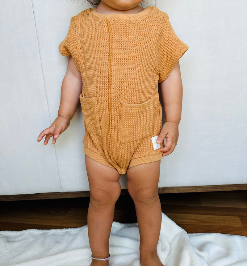 BABY SHORT SLEEVE ROMPER (PUMPKIN SPICE)