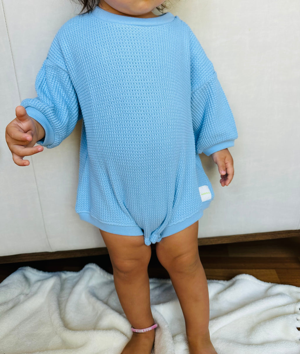 BABY LOLO WAFFLE ROMPER (SKY BLUE)