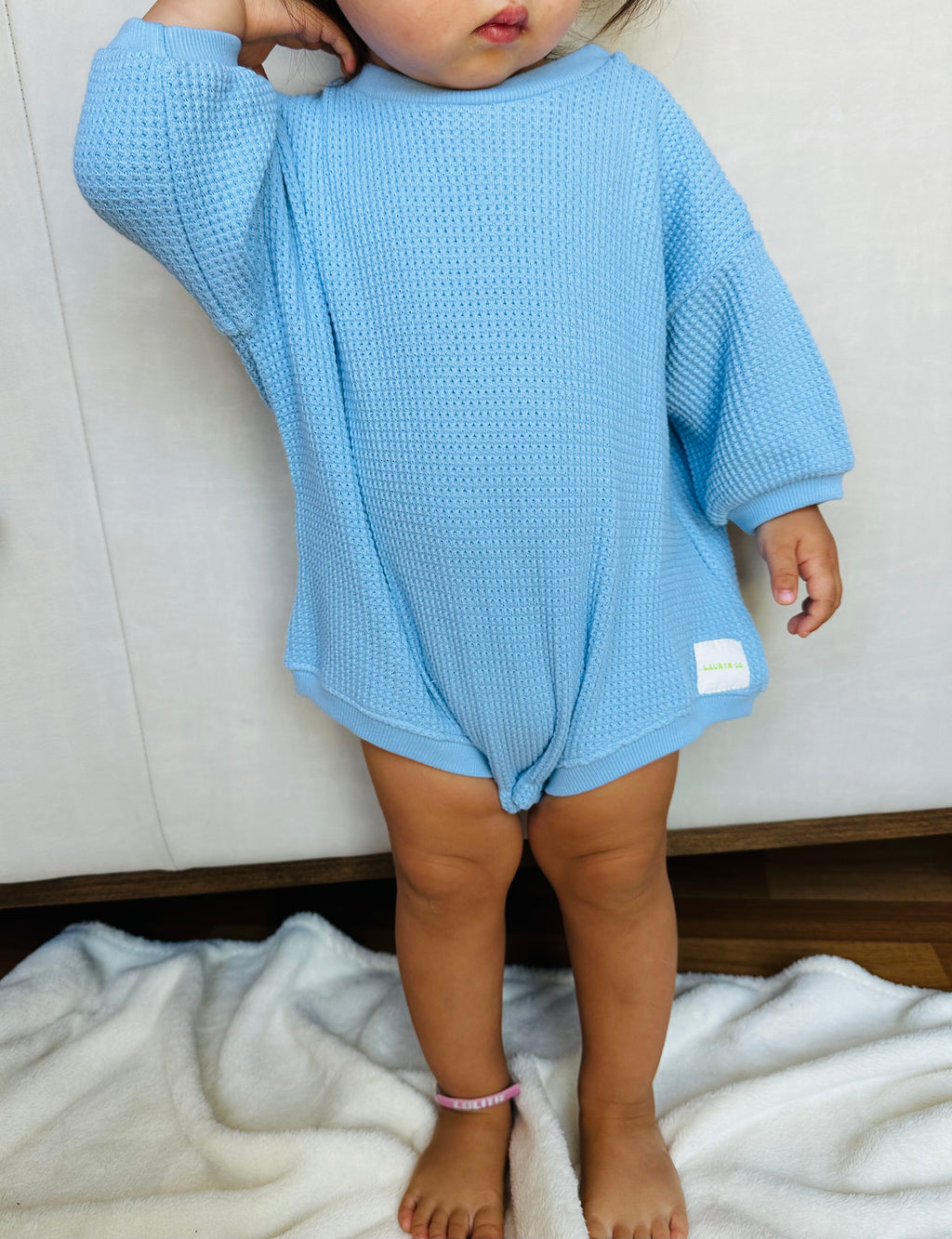BABY LOLO WAFFLE ROMPER (SKY BLUE)