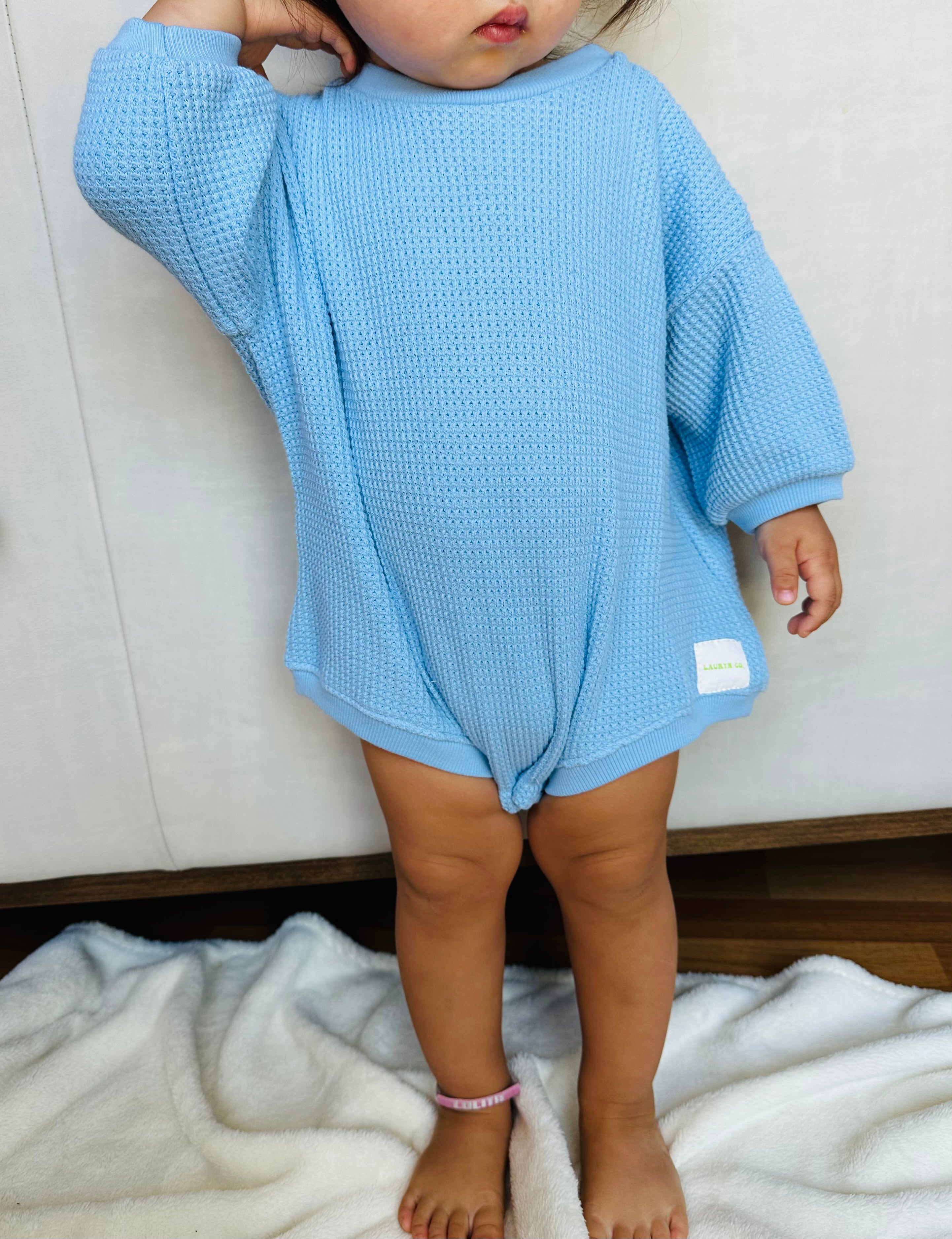 BABY LOLO WAFFLE ROMPER (SKY BLUE)