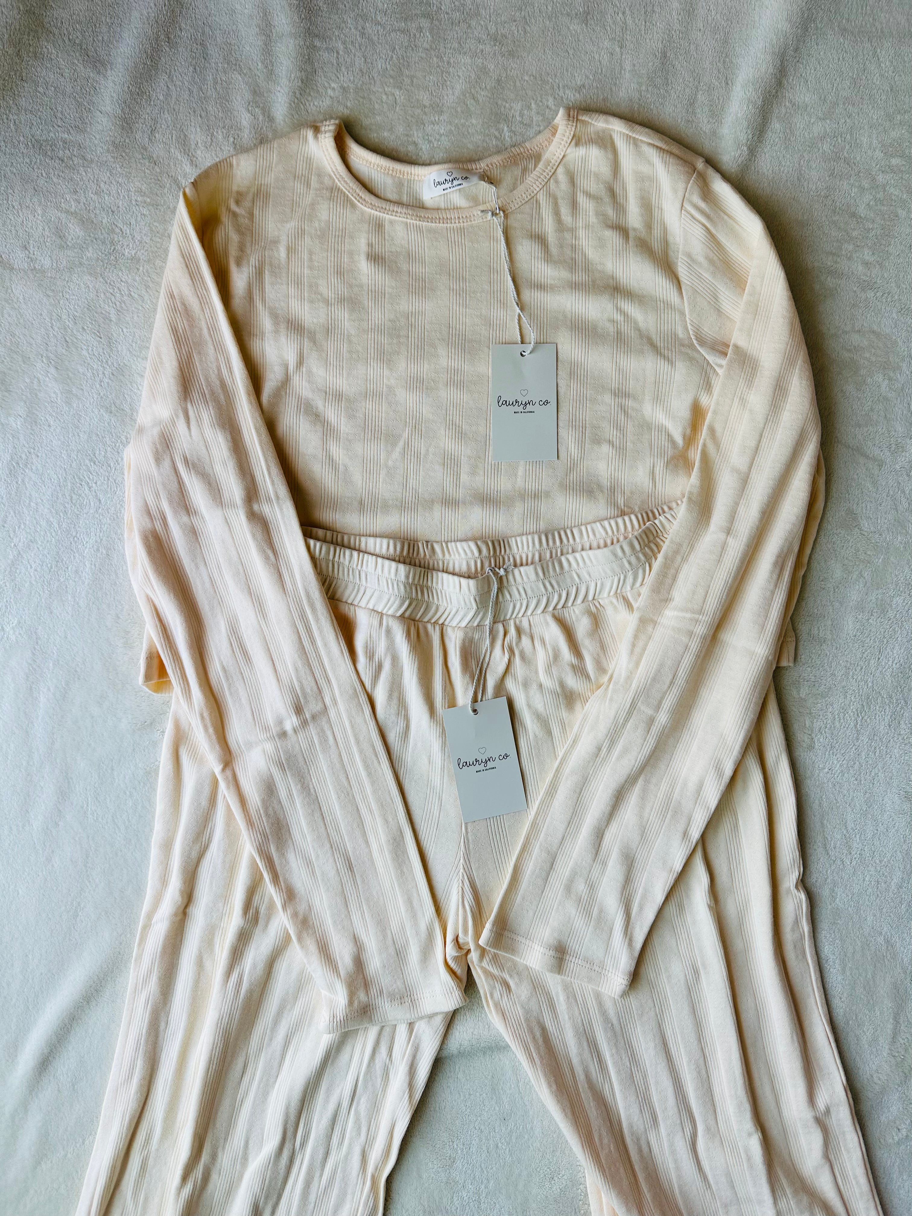 MAMA POINTELLE LONG SLEEVE TOP + LONG PANTS (SHEEP)