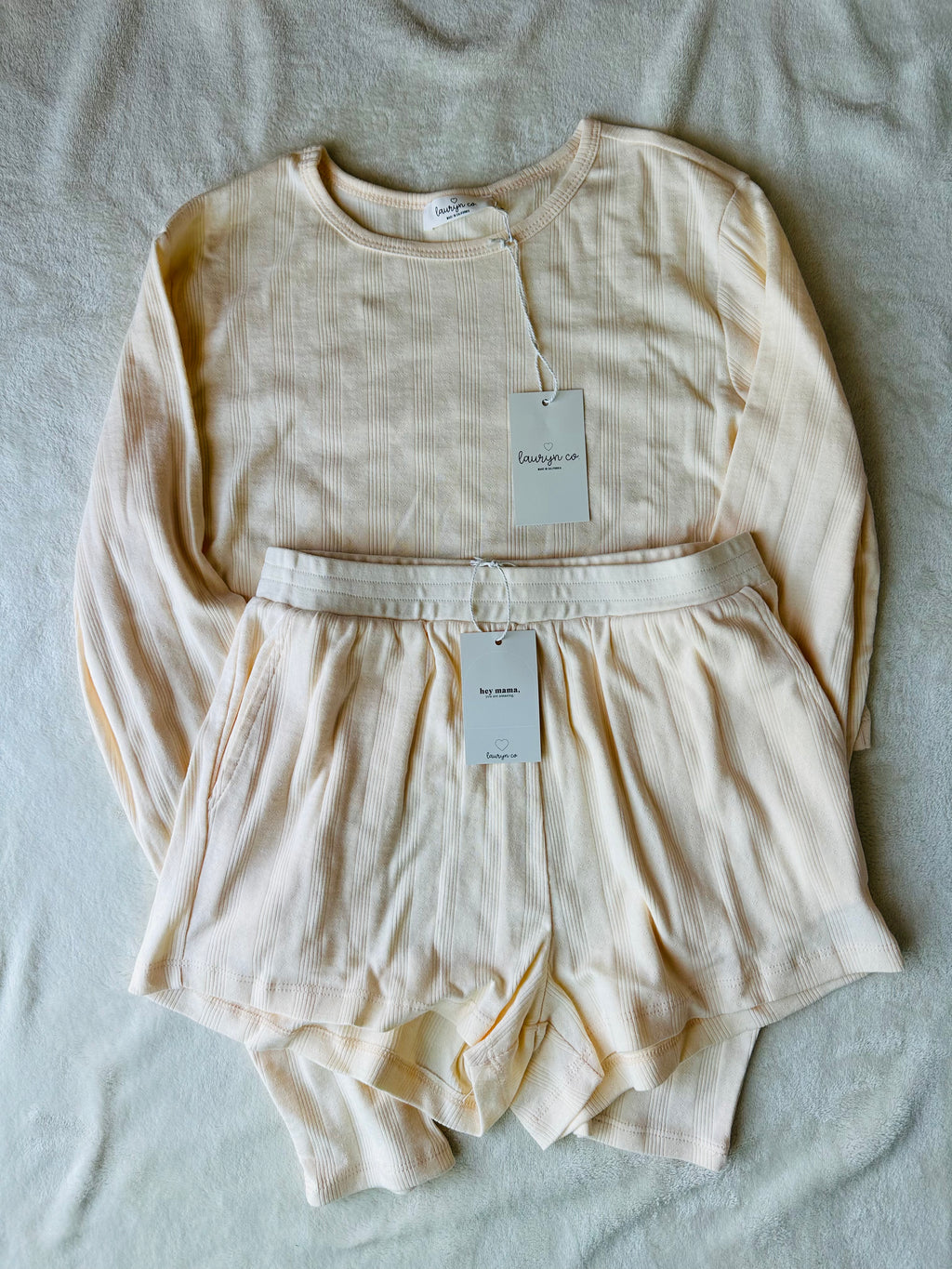 MAMA POINTELLE LONG SLEEVE TOP + SHORTS (SHEEP)