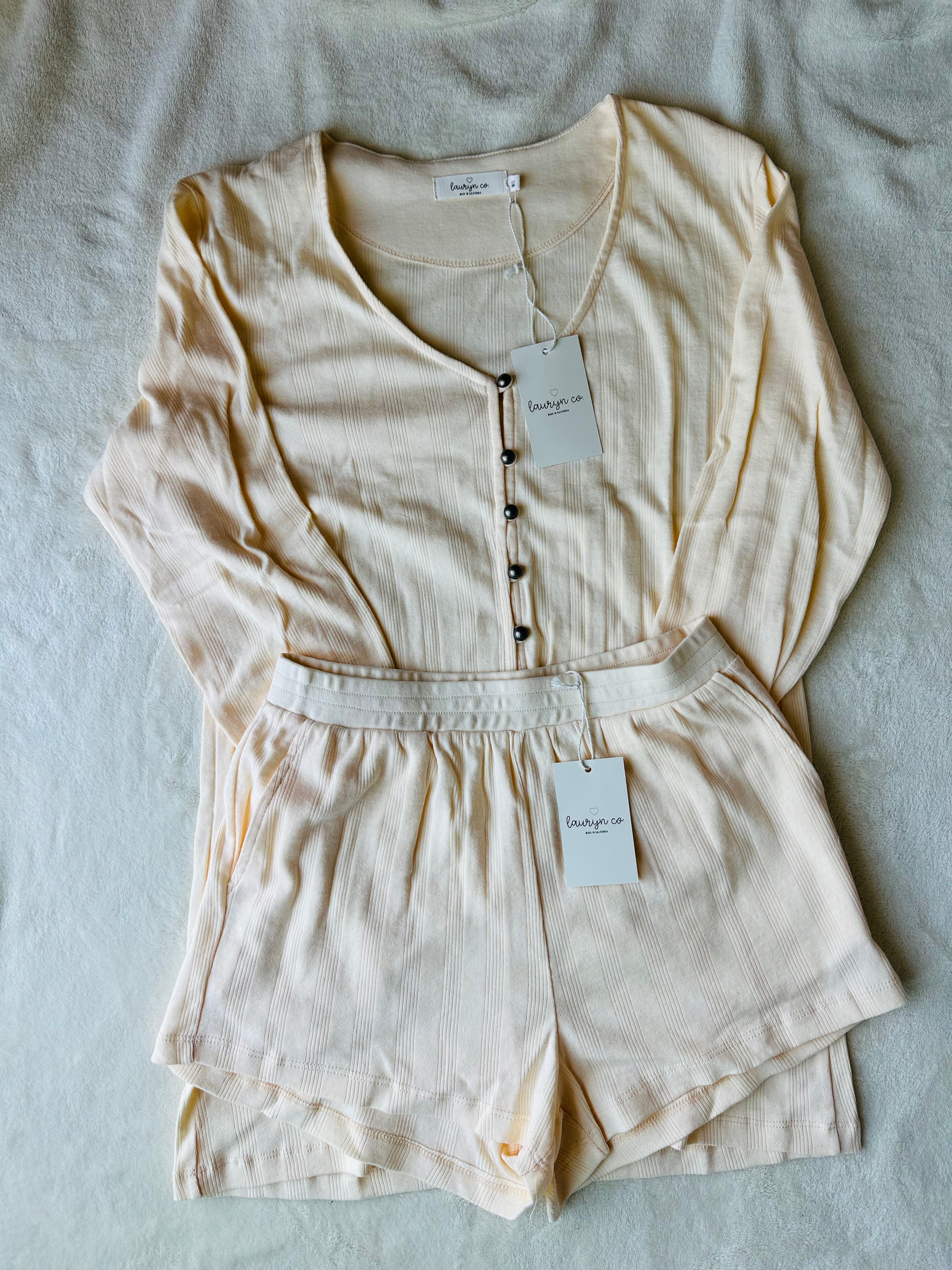 MAMA POINTELLE CARDIGAN + SHORTS (SHEEP)